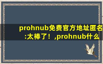prohnub免费官方地址匿名:太棒了！,prohnub什么意思